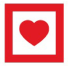Red Cube Cares heart icon